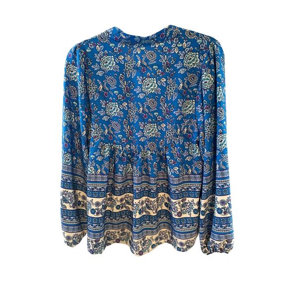Blue Floral Boho Blouse – Size L - Picture 2 of 6